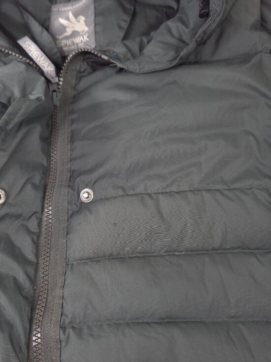 I. SPIEWAK & SONS Warren GRAY Hooded Down Puffer Long Coat Women’s Size LARGE.. - Picture 4 of 16